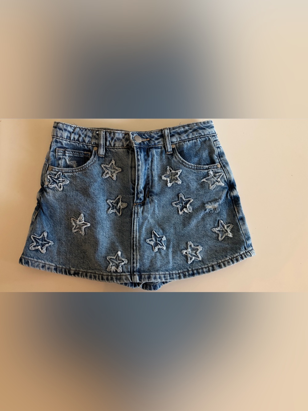 Joe's Jeans Blue Star-Appliqué Denim Mini Skirt